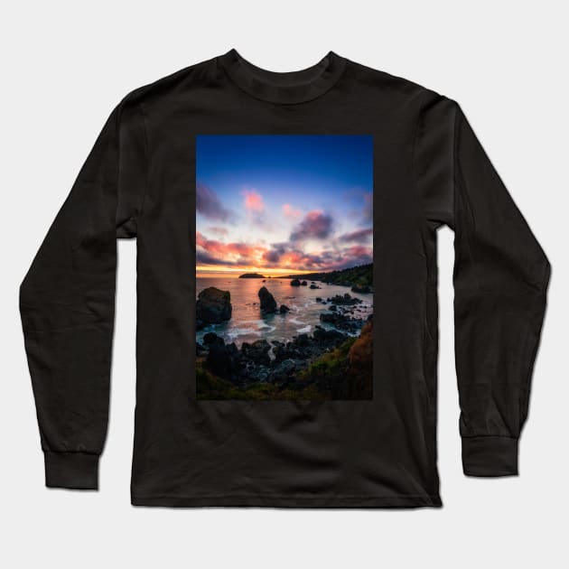 Sunset at a Rocky Beach Long Sleeve T-Shirt by JeffreySchwartz